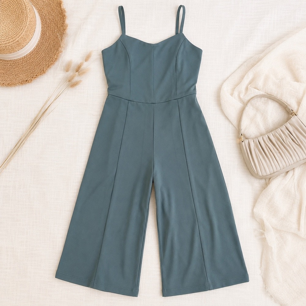 UpWest Ribbed Active Romper Womens Small Teal Blue Green Athletic Yoga Casual